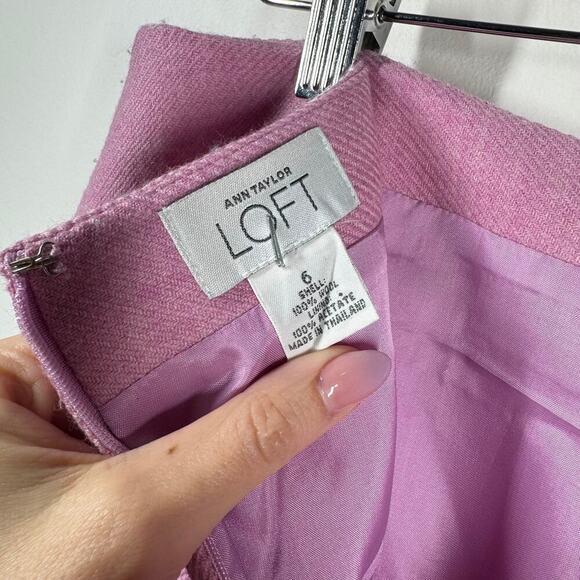 Ann Taylor LOFT Skirt Women Pink !00% Wool Lined Barbie Feminine 90s Clueless - Picture 3 of 5